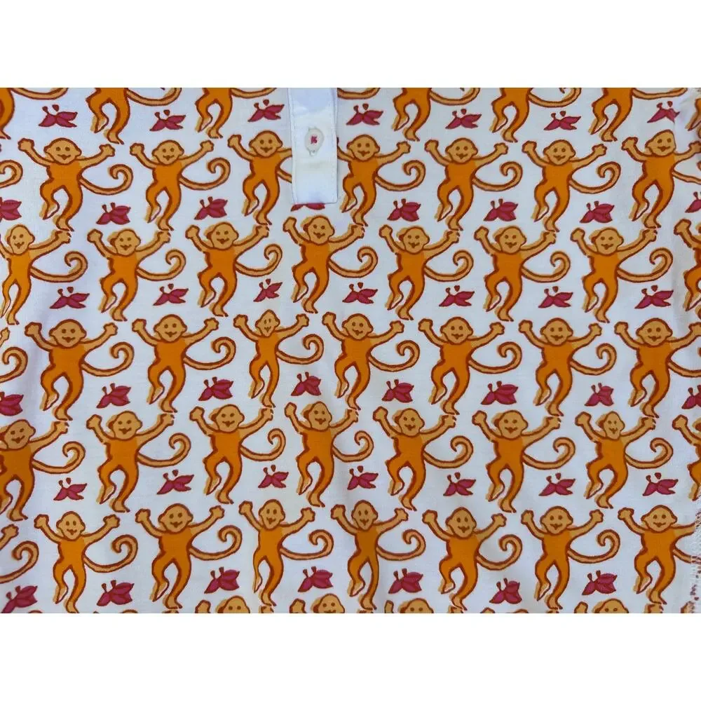 Roller Rabbit Orange Monkey Henley Pajama Top Size 14 years